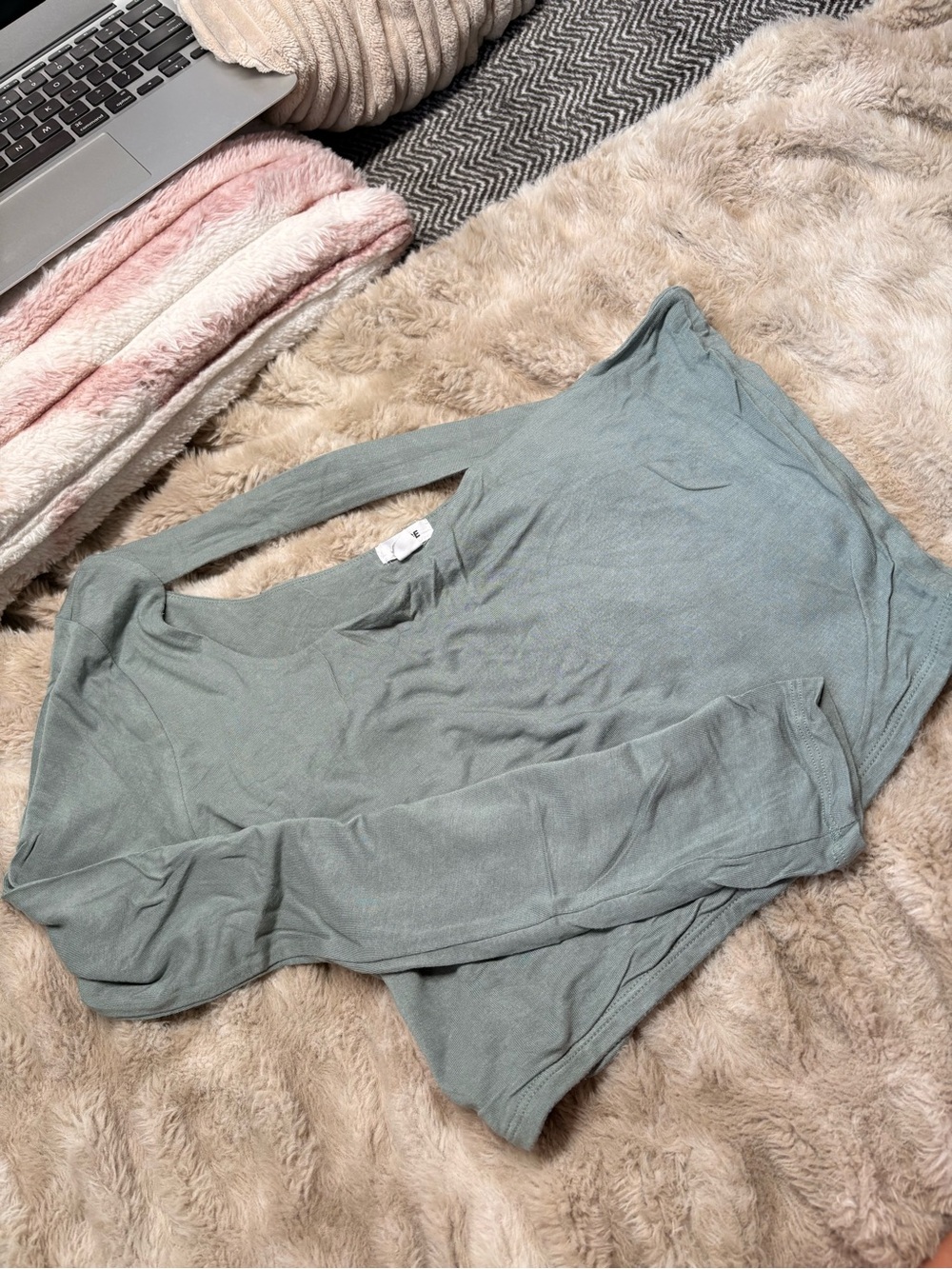 Garage Sage Green Long-Sleeve Scoop Neck Top